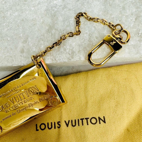 EUC Louis Vuitton Gold-Toned Inventeur Mirror Bag Charm - Picture 9 of 12